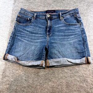 Tommy Hilfiger Womens Denim Shorts Blue Cuffed Classic Summer 12 Mid Rise